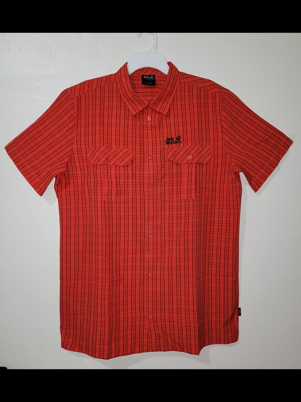 Jack Wolfskin Outdoor Red Plaid Short-Sleeve Button-Down Shirt Sz XL